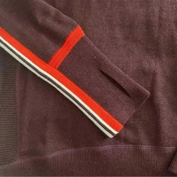 Size m Athleta Burgundy sweater with stripes on the sleeves. - Picture 2 of 6